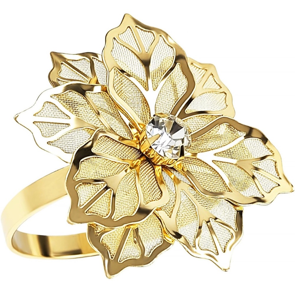 Gold poinsettia napkin rings